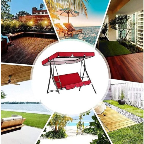 Cover set for garden swing, replacement canopy and seat cover, red, waterproof